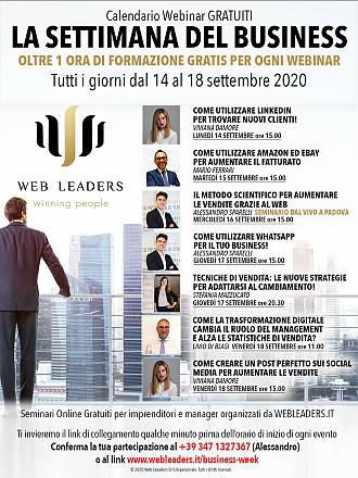 La settimana del business dal 14 al 18 settembre - webinar gratuiti riguardo il web marketing